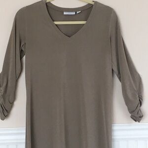 Susan Graver Liquid Knit Ruched Sleeve Tunic